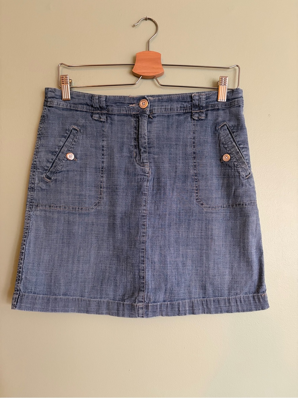Karen Scott Petites Denim Skort Size 8 P Blue Jean Mini Skirt Shorts Y2K Utility